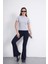 Crop Slim Fit Pamuk Likra Tişört-Gri Melanj 4