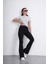 Crop Slim Fit Pamuk Likra Tişört-Kar Melanj 2