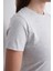Crop Slim Fit Pamuk Likra Tişört-Kar Melanj 4