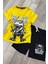 Dinozor Baskılı Sarı Tişört ve Siyah Şort Yazlık Çocuk Takım 1