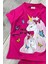 Unicorn Baskılı Fuşya Tişört ve Şort Kız Çocuk Yazlık Takım 1