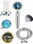 Silver Sapphire Turbo Pervaneli Duş Başlığı Yüksek Basınçlı Fıskiye Batarya Start/stop Düğmeli Duş Hortumu 150 cm ve Mafsal Set Duş Başlığı Seti 2