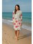 Kırmızı Mercan Desenli Pamuklu Müslin Kimono Bornoz Kaftan Sabahlık 1