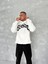Unisex Üç Iplik Kapşonlu Baskılı Sweatshirt - Beyaz 1