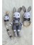 Amigurumi Koyu Gri Tulumlu Uyku Arkadaşı Tavşan ,çıngırak ve Emzik Zinciri Set 1 Adet 1