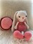 Elite Şapkalı Uzun Kulak Tavşan Amigurumi Organik Oyun Arkadaşı Ekrupembe 1 Adet 2