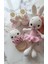 Elite Amigurumi Yenidoğan Hediyelik Set Balerin Tavşan Patik Uyku Arkadaşı ve Çıngırak 1 Adet 1