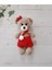 Kırmızı Tulumlu Sevimli Ayıcık Amigurumi Organik Oyuncak 1 Adet 1