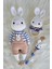 Amigurumi Uyku Arkadaşı , Yenidoğan Yakışıklı Tavşan,çıngırak ve Emzik Zinciri 3'lü Set 1 Adet 1