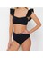 Yeni Düz Bralette Yüksek Bel Slip Siyah Bralet Fırfırlı Dokulu Yüksek Bel Hipster Bikini Takımı 1