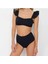 Yeni Düz Bralette Yüksek Bel Slip Siyah Bralet Fırfırlı Dokulu Yüksek Bel Hipster Bikini Takımı 2