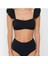 Yeni Düz Bralette Yüksek Bel Slip Siyah Bralet Fırfırlı Dokulu Yüksek Bel Hipster Bikini Takımı 3