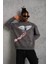 Erkek Güvercin Baskılı Sweatshirt - Gri 1