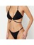 Yeni Düz Üçgen Yüksek Bel Brazilian Siyah Üçgen Zincir Aksesuarlı High Leg Regular Bikini Takımı 4