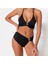 Yeni Düz Destekli Üçgen Normal Bel Brief Siyah Bralet Aksesuarlı Yüksek Bel Bikini Takımı 2