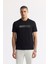 Erkek Siyah Bisiklet Yaka Baskılı Interlok T-Shirt A51Y1089 1