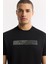 Erkek Siyah Bisiklet Yaka Baskılı Interlok T-Shirt A51Y1089 2