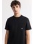 Erkek Siyah Bisiklet Yaka Gofre Baskı Detaylı Interlok T-Shirt A51Y1161 2