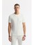 Erkek Ekru Bisiklet Yaka Gofre Baskı Detaylı Interlok T-Shirt A51Y1161 1