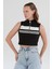 Çizgili Önü Fermuarlı Kolsuz Crop Bluz 3