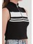 Çizgili Önü Fermuarlı Kolsuz Crop Bluz 5