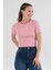 Basic Çizgili Crop Tişört 1