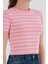 Basic Çizgili Crop Tişört 5