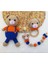 Amigurumi Yenidoğan Hediyelik Ayıcık Set 3 Parça Uyku Arkadaşı Emzik Zinciri Çıngırak 1 Adet 1