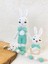 Amigurumi Su Yeşili Tulumlu Tavşan Uyku Atkadaşı Emzik Zinciri Çıngırak Üçlü Set 1 Adet 1