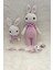 Amigurumi Hediyelik Sepette Yenidoğan Pembe Tavşan , Çıngırak ve Emzik Zinciri 3'lü Set 1 Adet 3
