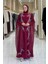 Kolları Pelerinli Taş Detaylı Abiye Elbise 3958 Bordo 1