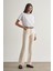 Skinny Fit Flare Paça Ekru Denim Pantolon 1