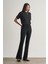 Skinny Fit Flare Paça Siyah Denim Pantolon 1