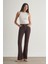 Skinny Fit Flare Paça Kahverengi Denim Pantolon 1
