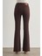 Skinny Fit Flare Paça Kahverengi Denim Pantolon 4