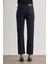 Kesikli Mom Fit Denim Lacivert Pantolon 4
