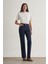 Straight Fit Yüksek Bel Lacivert Denim Pantolon 1
