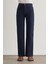 Straight Fit Yüksek Bel Lacivert Denim Pantolon 2