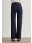 Straight Fit Yüksek Bel Lacivert Denim Pantolon 5