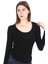 Kadın Viskon Dekolte Yaka Slim Fit Tişört-Siyah 1