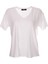 Ysatis V Yaka Oversize Minimalist Kadın Bluz - Kısa Kol - Günlük 1