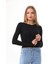 Kadın Crop Pamuklu Basiç T-Shirt -Siyah 5
