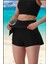 Mini Şort Etek Görünümü Etek Içi Şortlu Cepli Spor Tasarım Tenis Deniz Havuz Fitness SIYAH1107 3