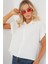 Kadın Oversize Kısa Kol Gömlek 20322 - Beyaz 4