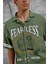 Yeşil Fearless Baskılı Oversize Gömlek 4