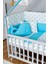 Ahşap Bebek Beşiği Anne Yanı Beşik Gri 70X130 - Mavi Balina Uyku Seti Yataklı 3