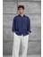 Indigo Modal Kumaş Oversize Gömlek 4