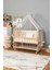 Ahşap Anne Yanı Portatif Bebek Beşik Modelleri (BOYASIZ)60X120-KREM Prens Uyku Seti Yatak Tekerlekli 1