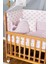 Doğal Ahşap Beşik Anne Yanı Beşik Vernikli 70X130 - Pembe Balina Uyku Seti Yataklı Tekerlekli 3