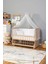 Ahşap Beşik Anne Yanı Beşik Organik(Boyasız) 60X120-BEYAZ Güpür Uyku Seti + Yatak 1
